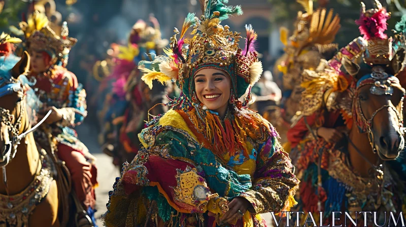 AI ART Vibrant Parade Celebration with Smiling Woman