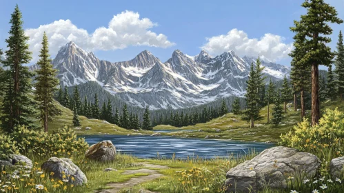 Serene Mountain View with Pristine Lake