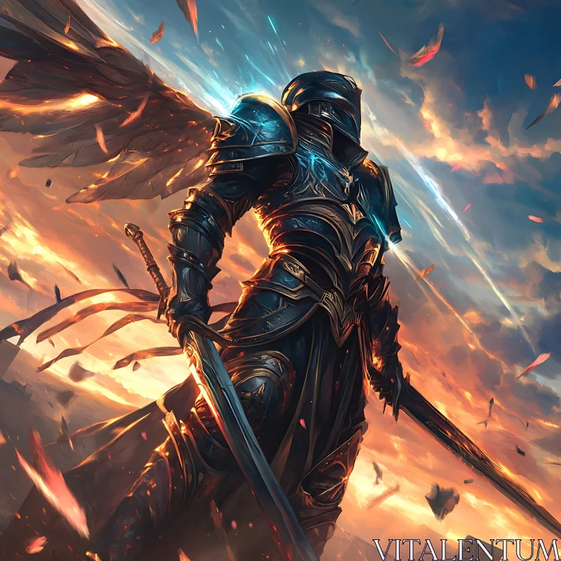 Armored Warrior with Wings and Blades AI Image