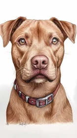 Brown Dog Portrait with Red Collar