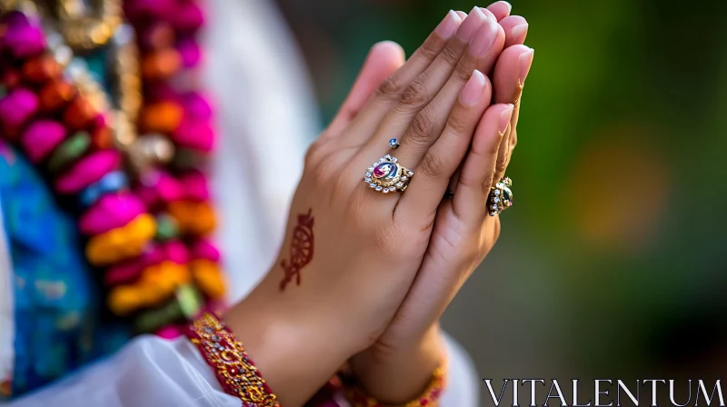 Elegant Hands Clasping in Peaceful Prayer AI Image