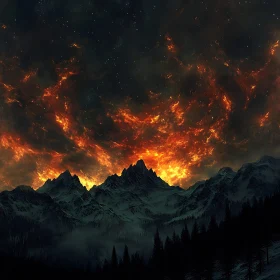 Dramatic Evening Sky Over Mountain Range