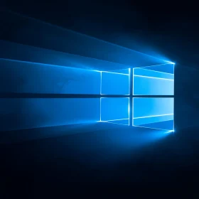 Illuminated Windows Logo in Neon Blue