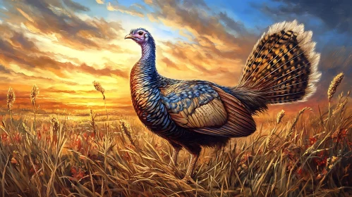Wild Turkey at Dusk Painting