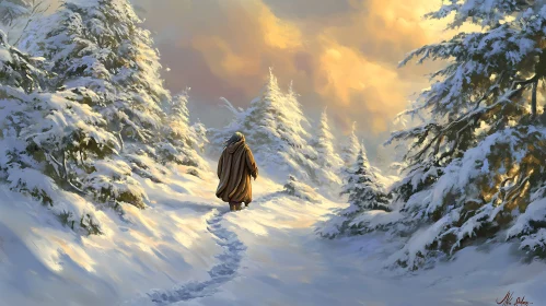 Solitary Figure in Winter Wonderland Art