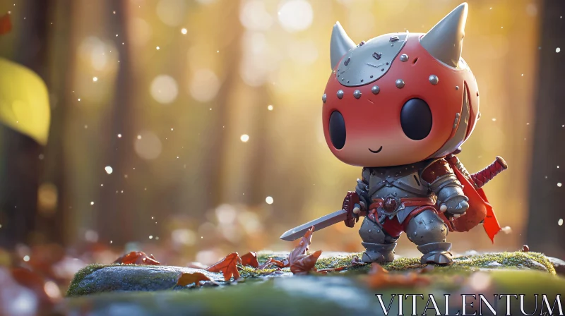 AI ART Miniature Knight in the Woods