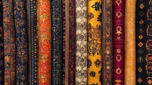 Colorful Patterned Fabric Rolls