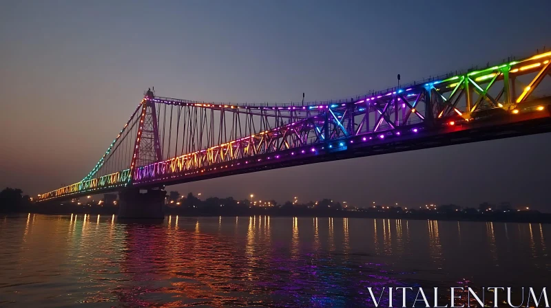 Illuminated Bridge at Nightfall AI Image