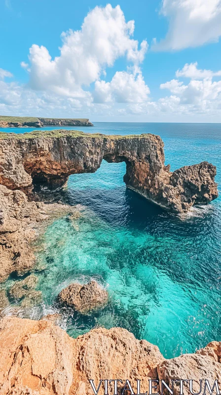 Coastal Sea Arch with Brilliant Turquoise Waters AI Image