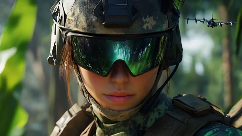 Female Soldier in Camouflage