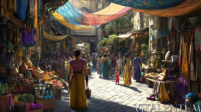 Bustling Street Market AI Image