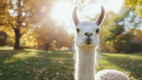 Serene Llama in Autumn Sun
