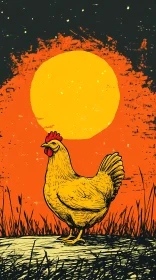 Chicken and Sunset Artwork