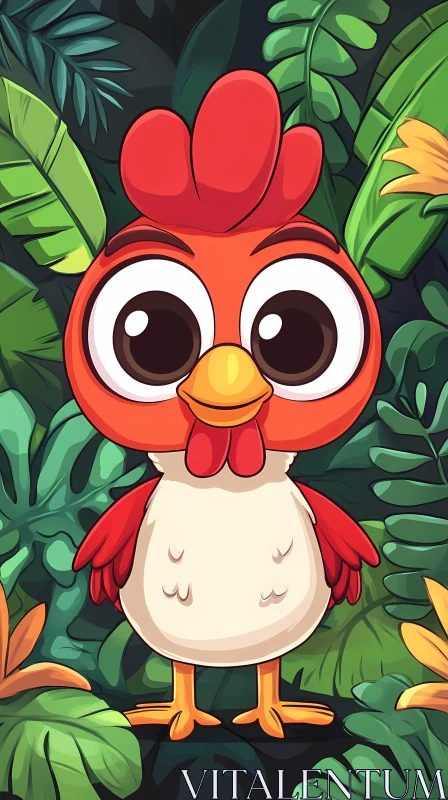 AI ART Tropical Jungle Cartoon with Chicken