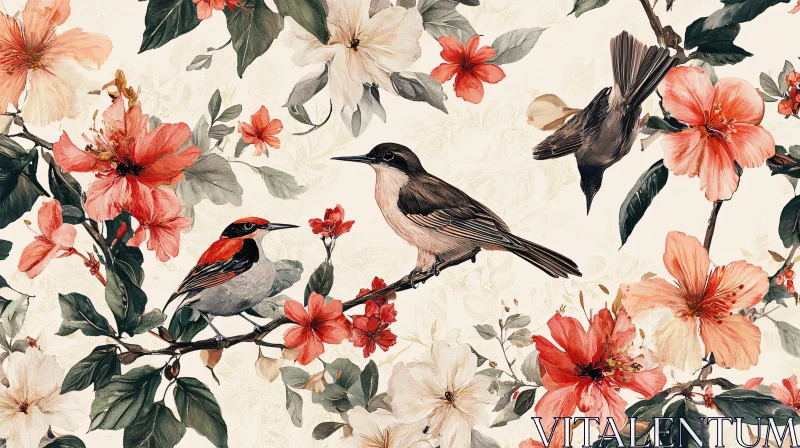 Floral Birds Artwork AI Image