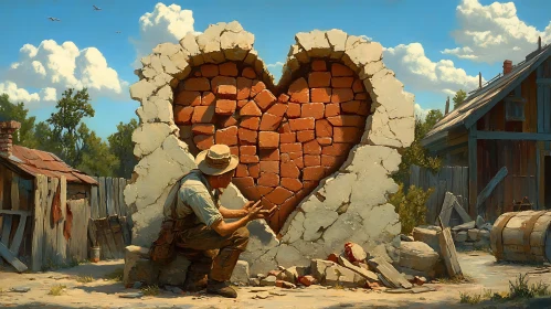 Brick Heart Wall