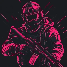 Tactical Soldier in Neon Pink Armor