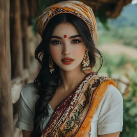 Serene Woman with Golden Earrings