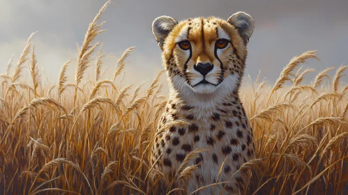 Cheetah Portrait in Sunlit Grasslands