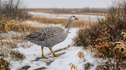 Solitary Goose in a Snowy Wilderness