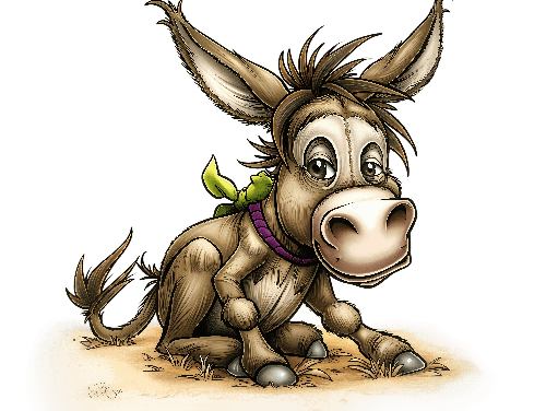 POD Design Cartoon Donkey Illustration for T-Shirt and POD