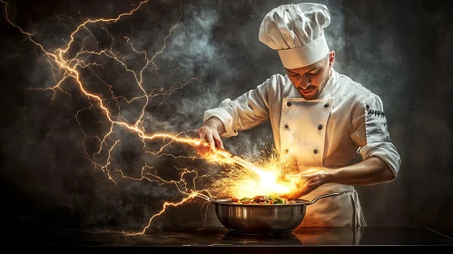 Chef Cooking with Lightning