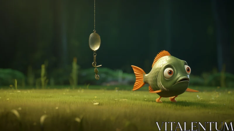 Charming Fish in Forest | Cinema4d Illustration AI Image
