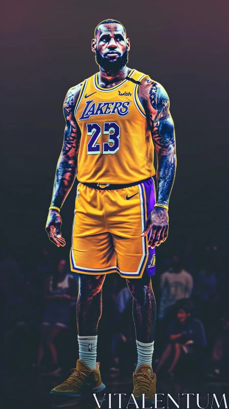 AI ART LeBron James on the Basketball Court