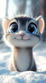 Cute Blue-Eyed Kitten Character