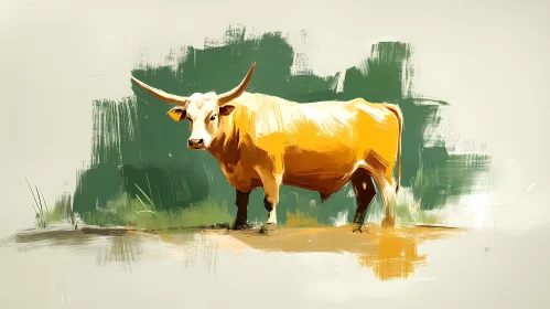 Artistic Longhorn Bull Painting