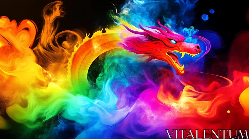 AI ART Chromatic Dragon Amidst Swirling Hues