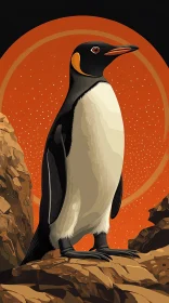 Penguin in Artistic Landscape