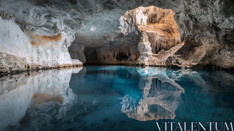 Stunning Cave Reflections and Stalactite Formations AI Image