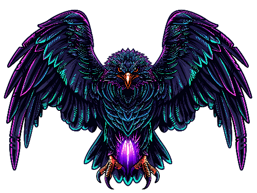 Eagle Illustration with Colorful Feathers and Transparent Background