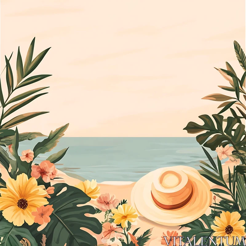 Beachside Harmony with Florals and Coastal Charm AI Image