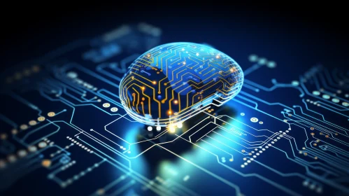 Futuristic Human Brain on Circuit Board | Technological Marvels