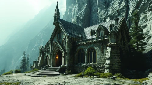Gothic Church Digital Painting | Gray Stone Architecture