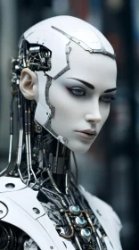 Gothic Cyborg Woman Portrait - Intense Close-Up