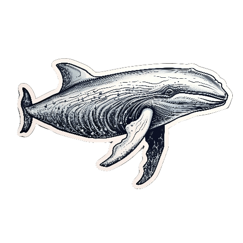 Whale Illustration in Calm Sea - Detailed Artwork