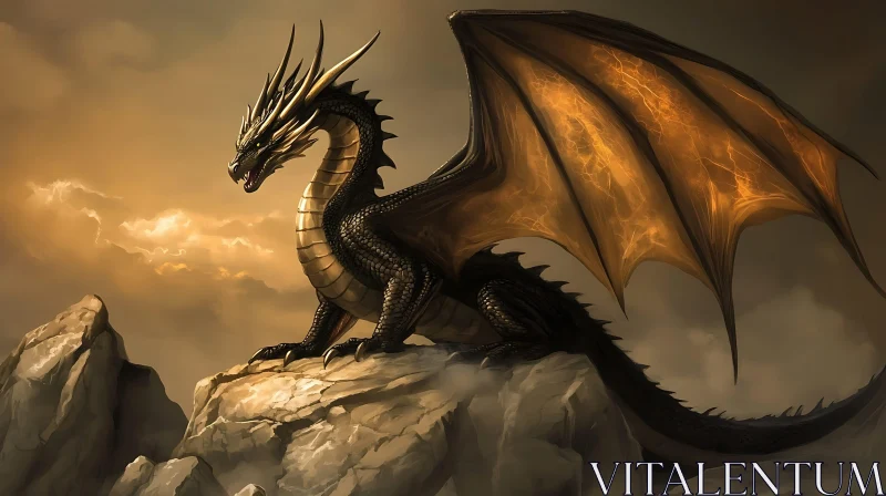 Dragon on the Rocks AI Image