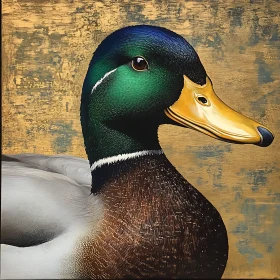 Duck Portrait with Gold Texture