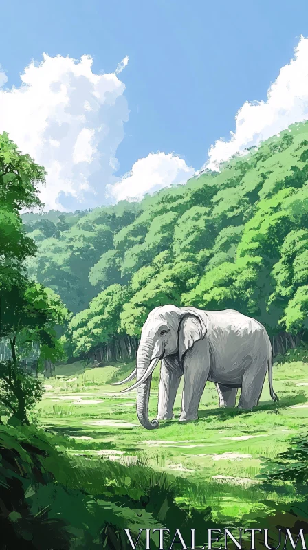 Elephant in Forest AI Image