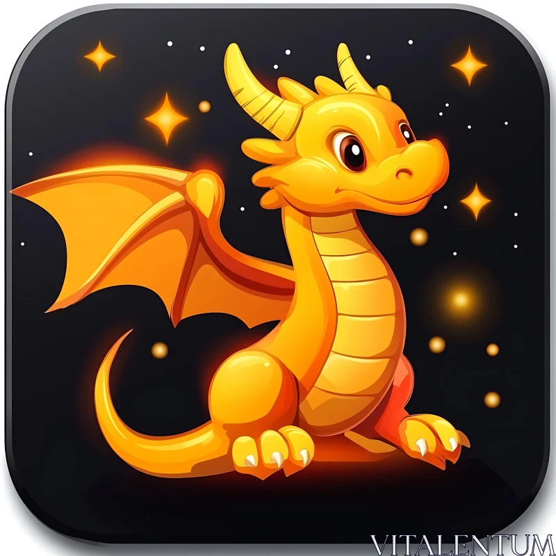 AI ART Whimsical Dragon in Starry Night