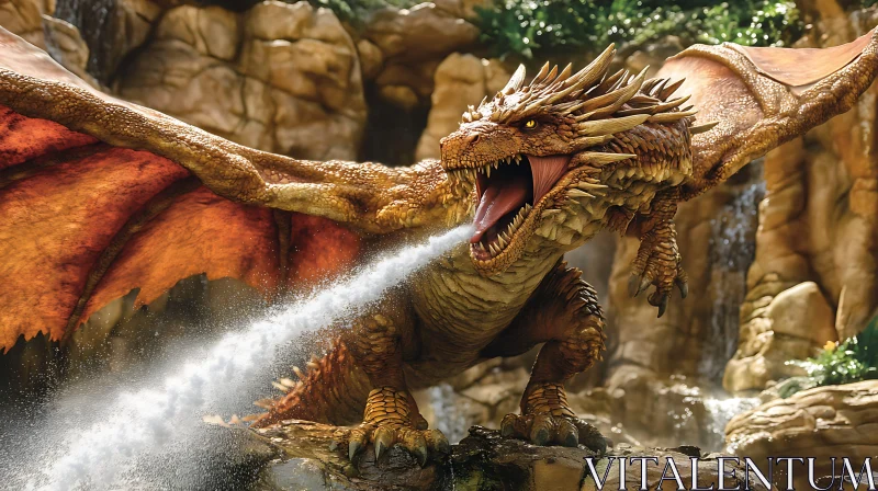 AI ART Powerful Dragon Water Breath Illustration