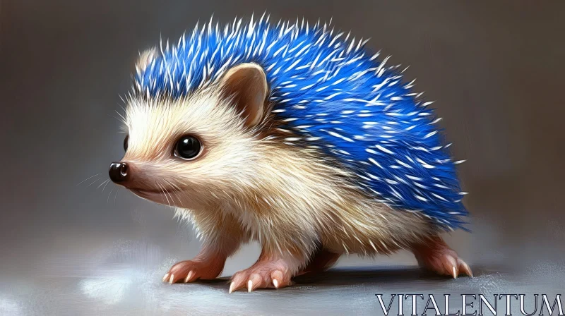 Fantasy Hedgehog with Blue Quills AI Image