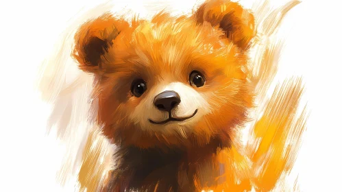 Cute Bear Portrait in Warm Tones