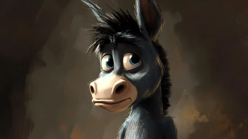 Whimsical Donkey Cartoon Art