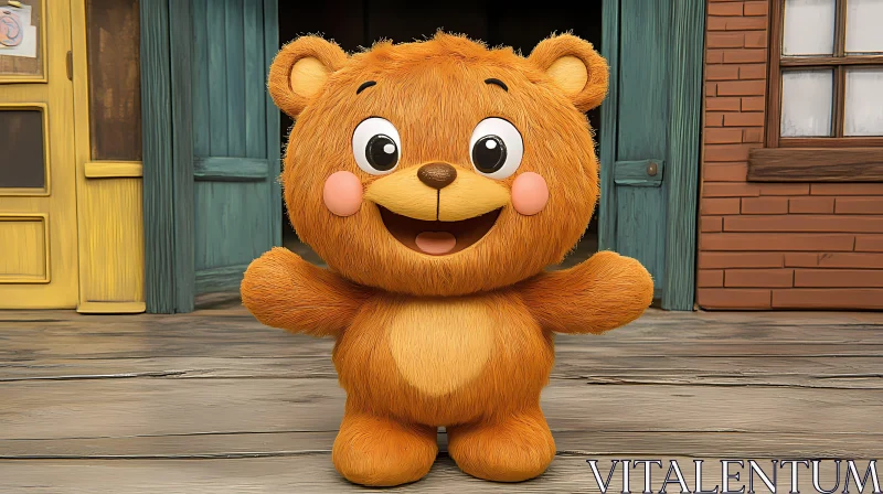 Animated Bear with Bright Eyes AI Image