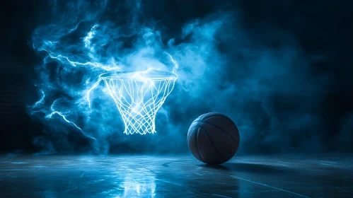 Basketball with Lightning Effect