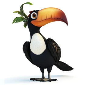 Cartoon Toucan with Orange Beak